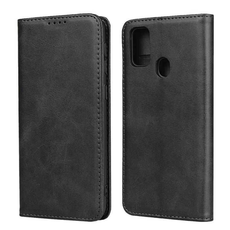 Flip Case Samsung Galaxy M21 Schwarz Elegantes Spaltleder