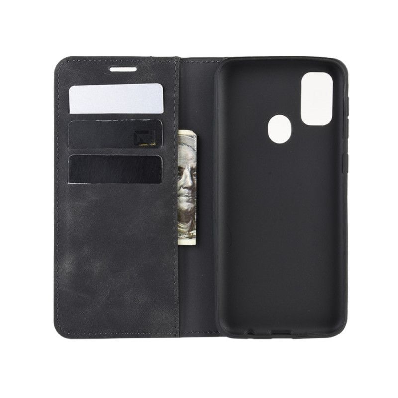 Flip Case Samsung Galaxy M21 Schwarz Weicher Ledereffekt