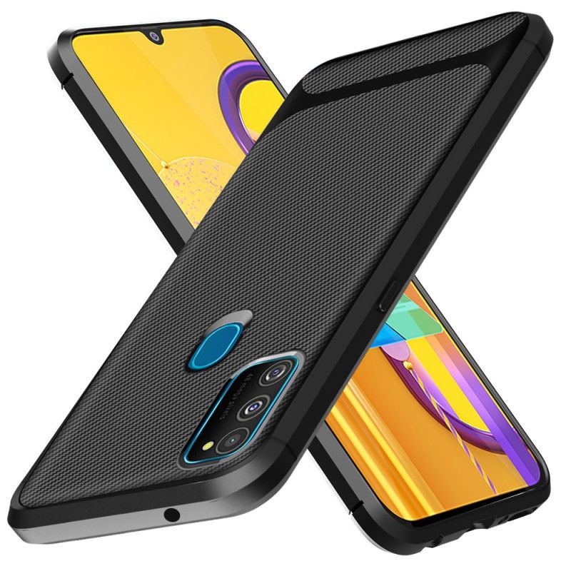 Hülle Samsung Galaxy M21 Schwarz Einzelne Flexible Kohlefaser