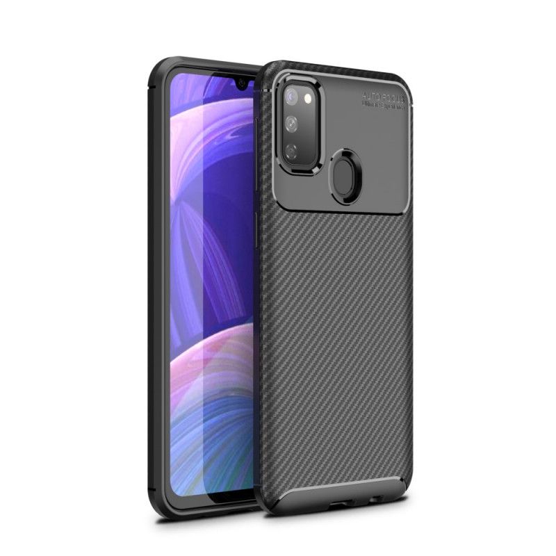 Hülle Samsung Galaxy M21 Schwarz Flexible Kohlefasertextur