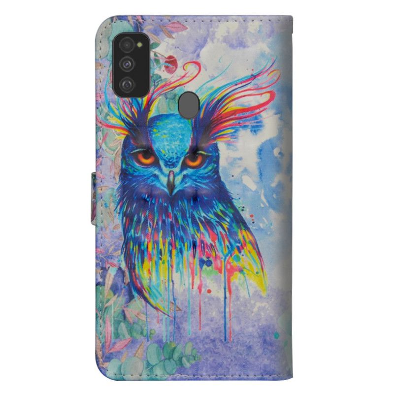 Lederhüllen Für Samsung Galaxy M21 Aquarellvogel