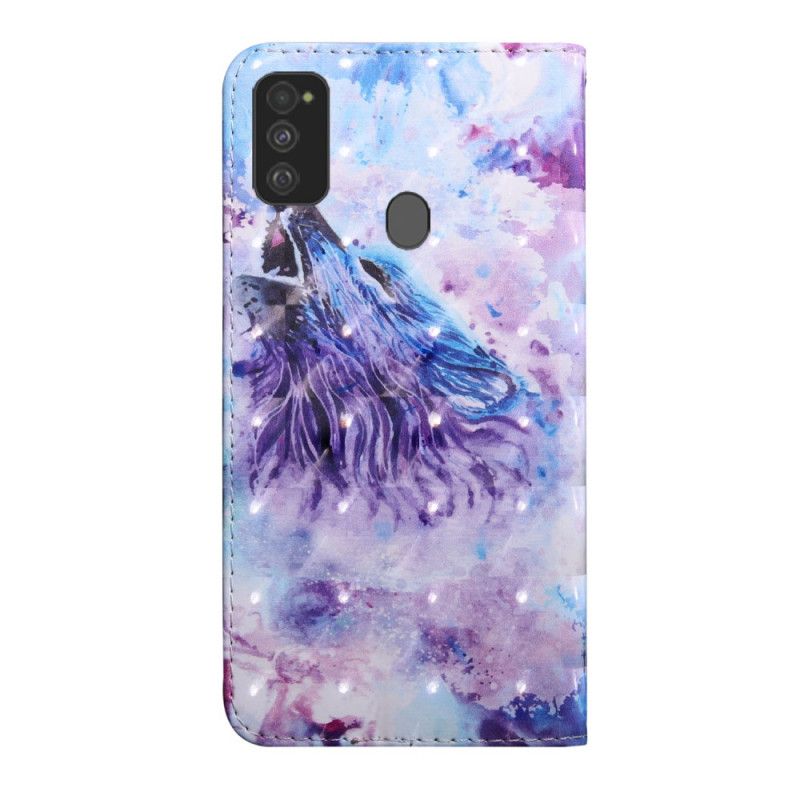 Lederhüllen Für Samsung Galaxy M21 Aquarellwolf