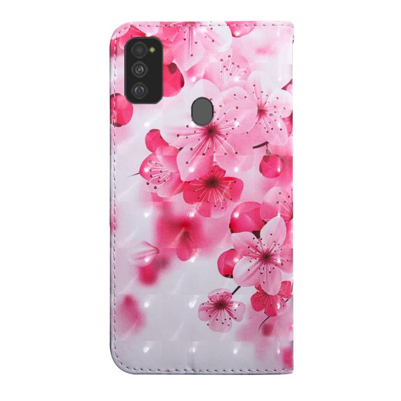 Lederhüllen Samsung Galaxy M21 Rosa Blüten