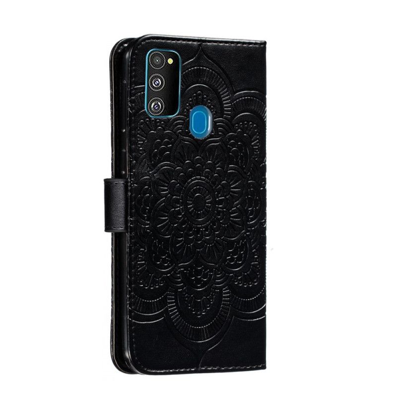Lederhüllen Samsung Galaxy M21 Schwarz Handyhülle Gesamtes Mandala