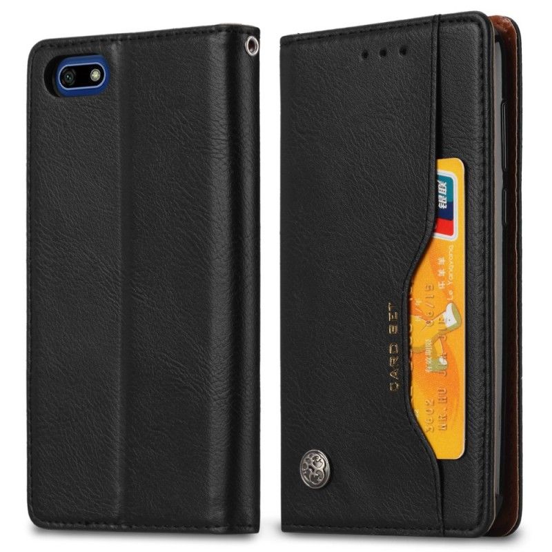 Flip Case Huawei Y5 2018 Schwarz Kartenhalter Aus Kunstleder