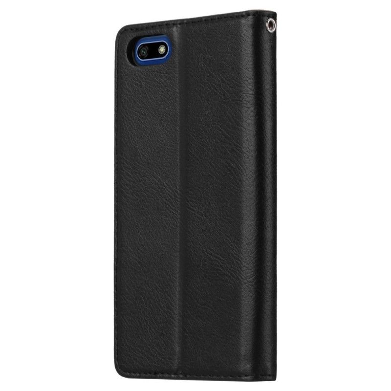 Flip Case Huawei Y5 2018 Schwarz Kartenhalter Aus Kunstleder