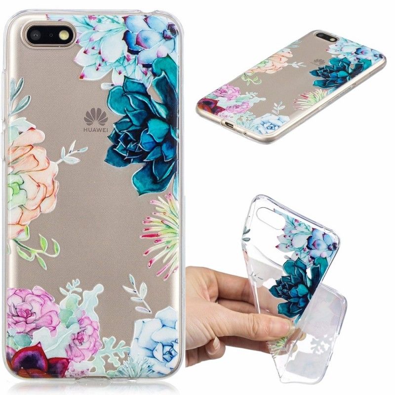 Hülle Huawei Y5 2018 Transparente Aquarellblumen