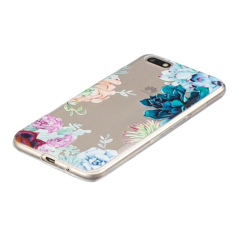 Hülle Huawei Y5 2018 Transparente Aquarellblumen