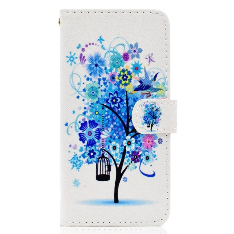 Lederhüllen Huawei Y5 2018 Blühender Blauer Baum