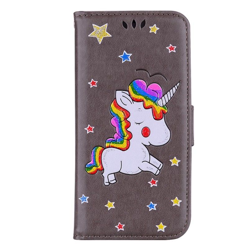 Lederhüllen Huawei Y5 2018 Glitzer-Einhorn