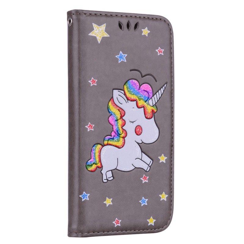 Lederhüllen Huawei Y5 2018 Glitzer-Einhorn