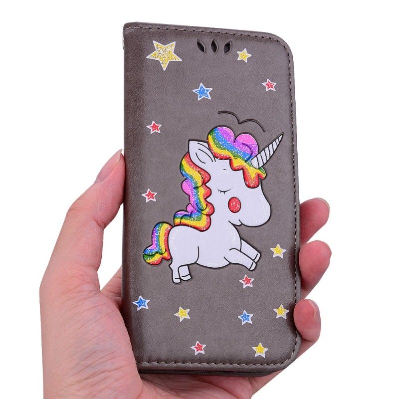 Lederhüllen Huawei Y5 2018 Glitzer-Einhorn