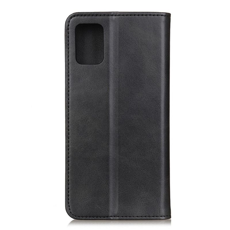 Flip Case Für OnePlus 9 Schwarz Dezentes Spaltleder