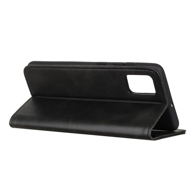 Flip Case Für OnePlus 9 Schwarz Dezentes Spaltleder