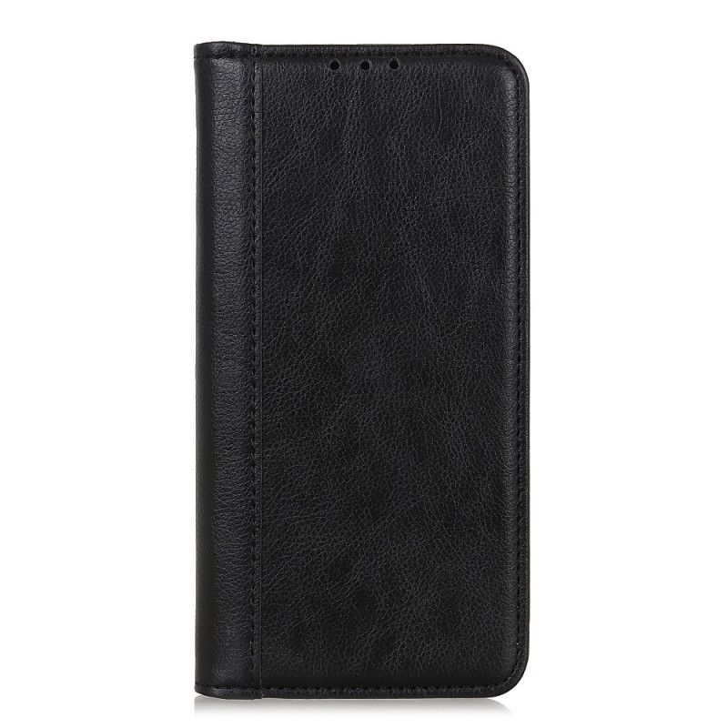 Flip Case OnePlus 9 Schwarz Elegantes Geteiltes Litschileder