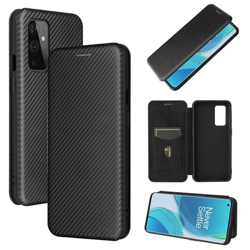 Flip Case OnePlus 9 Schwarz Kohlenstoffsilikon