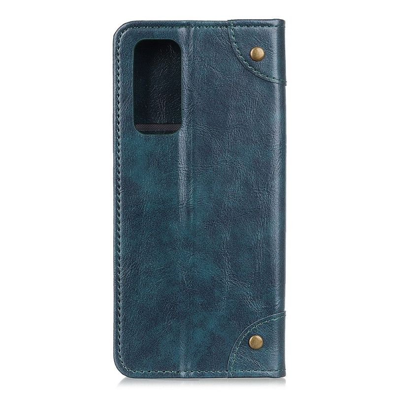 Flip Case OnePlus 9 Schwarz Nieten Im Vintage-Lederstil