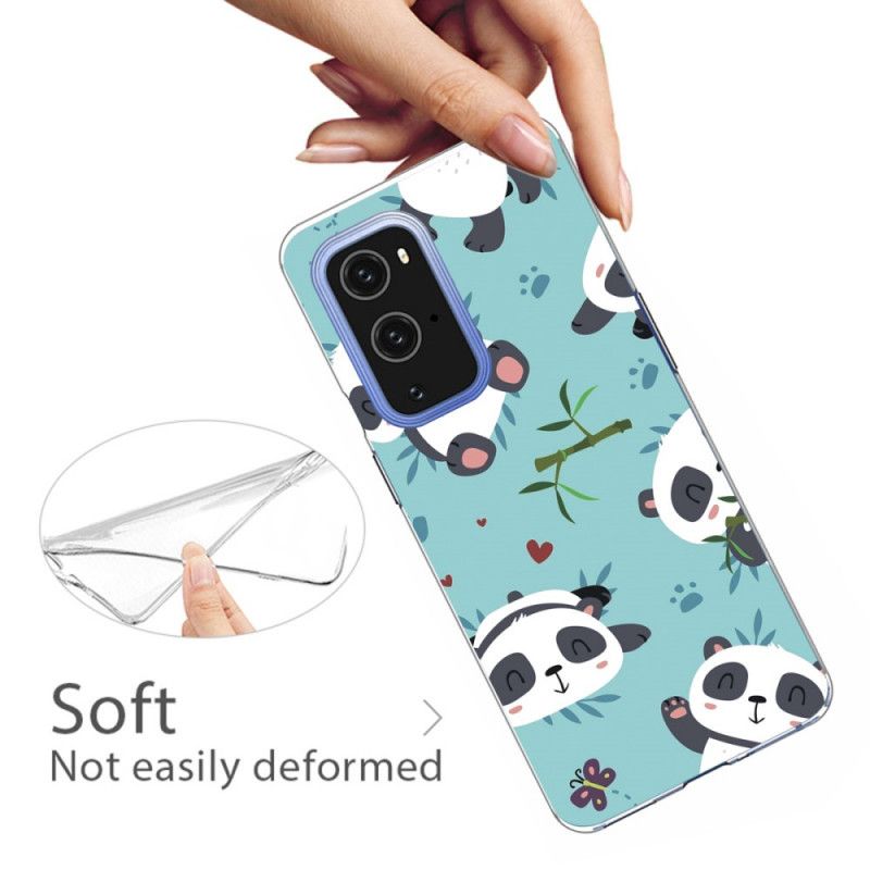 Hülle OnePlus 9 Grün Haufen Pandas