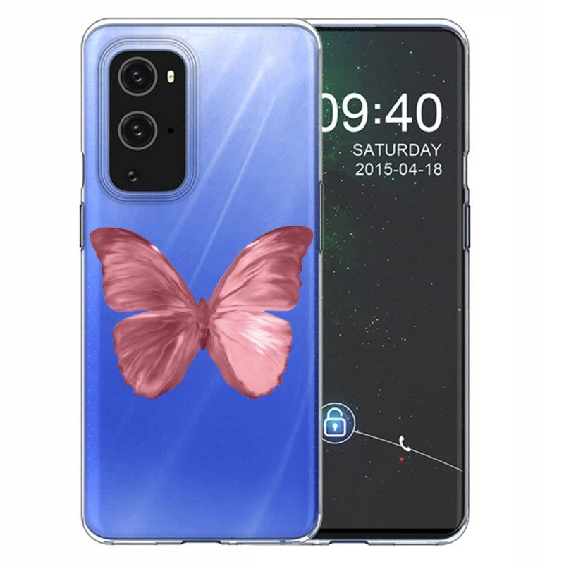 Hülle OnePlus 9 Pink Wilde Schmetterlinge