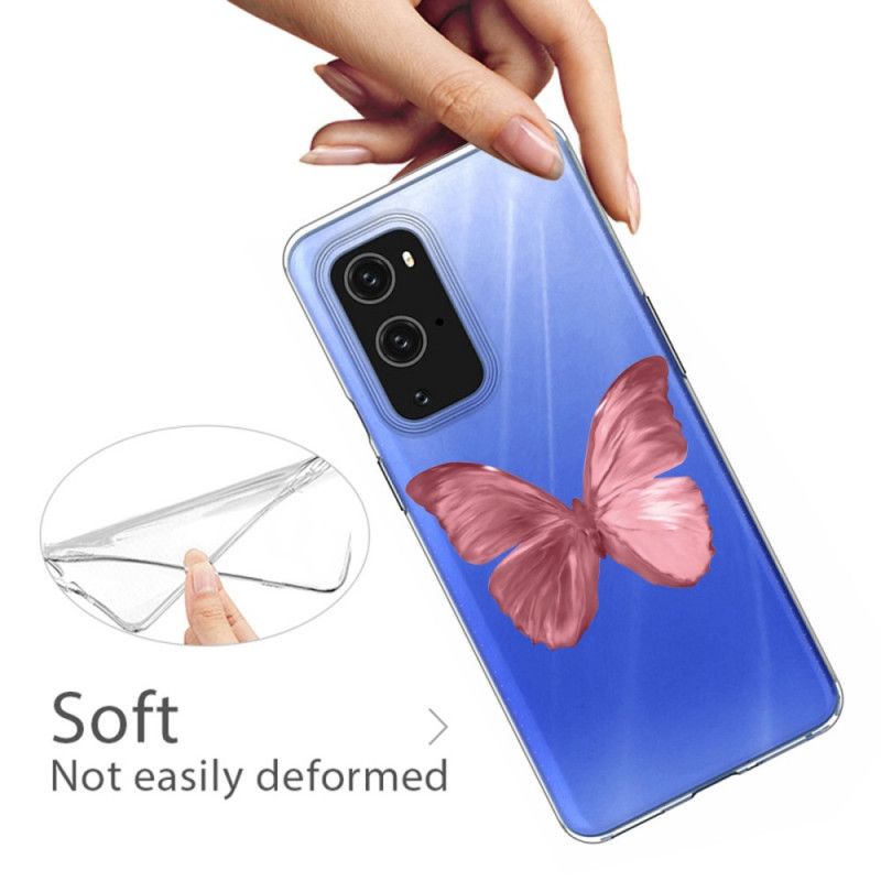 Hülle OnePlus 9 Pink Wilde Schmetterlinge