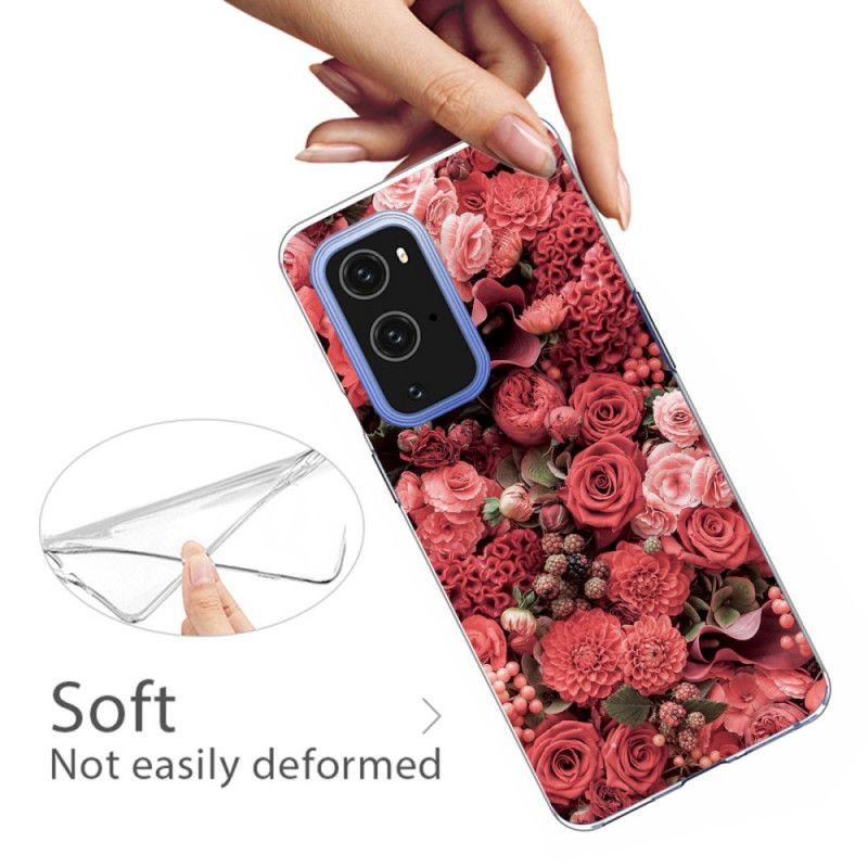 Hülle OnePlus 9 Rot Intensive Blüten