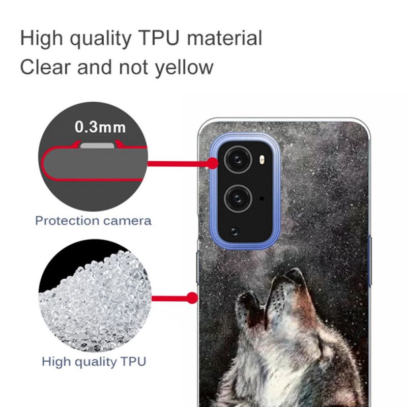 Hülle OnePlus 9 Schwarz Erhabener Wolf