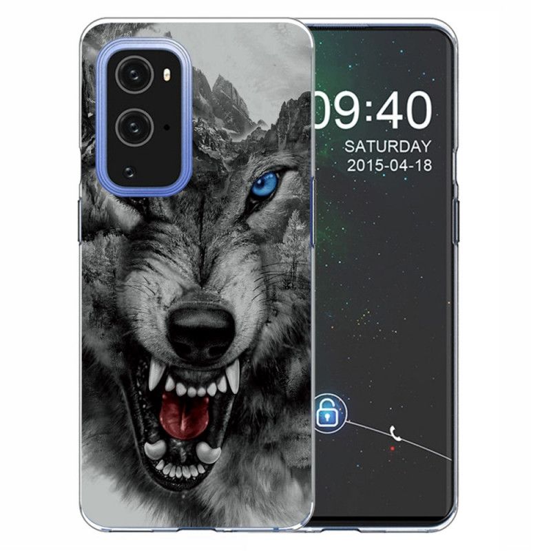 Hülle OnePlus 9 Schwarz Erhabener Wolf