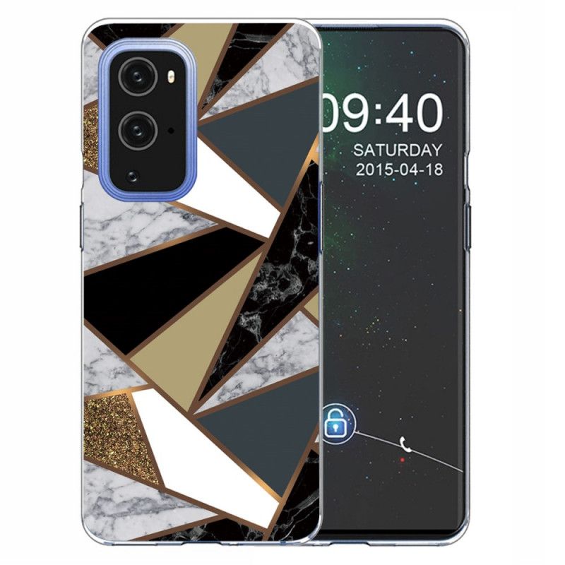 Hülle OnePlus 9 Schwarz Geometrischer Marmor