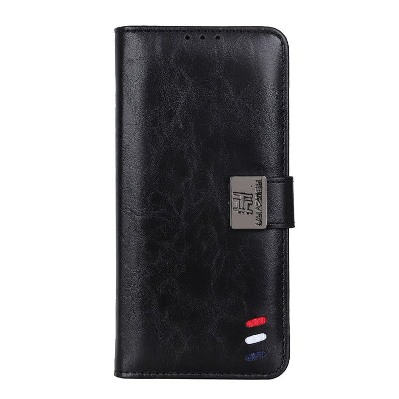 Lederhüllen OnePlus 9 Schwarz Dreifarbiger Vintage-Ledereffekt