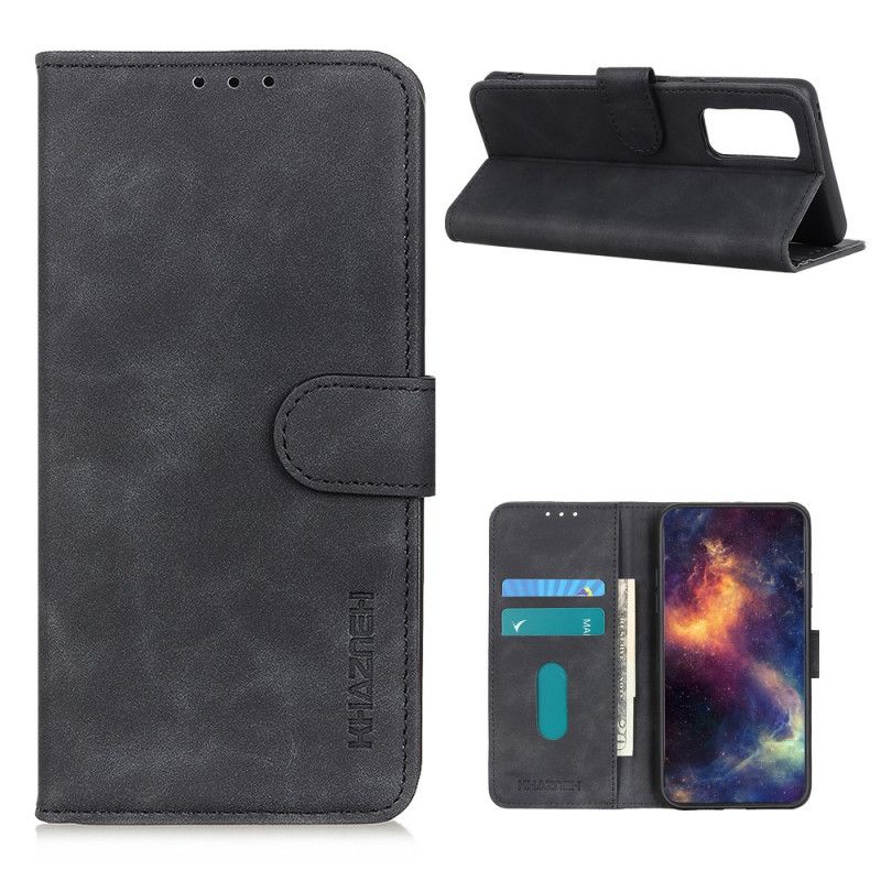 Lederhüllen OnePlus 9 Schwarz Handyhülle Vintage Khazneh Ledereffekt