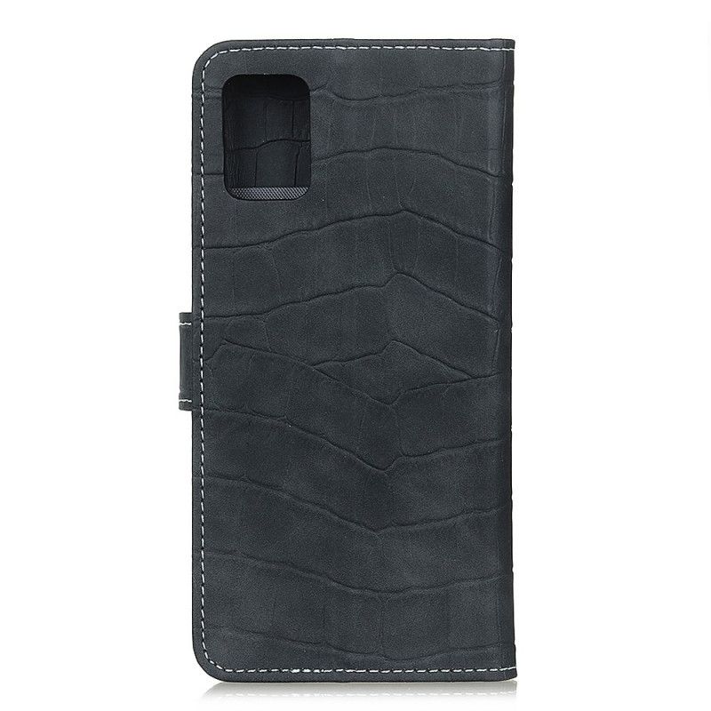 Lederhüllen OnePlus 9 Schwarz Vintage Krokodilleder