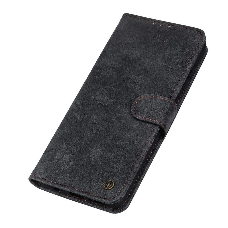 Lederhüllen OnePlus 9 Schwarz Vintage Nietleder Stil