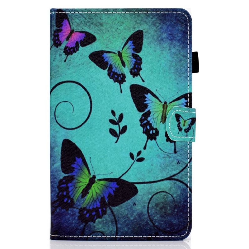 Lederhüllen Huawei MatePad T 8 Schmetterlinge Auf Grünem Hintergrund