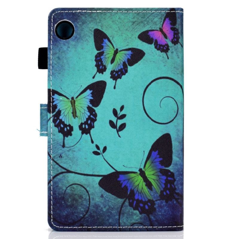 Lederhüllen Huawei MatePad T 8 Schmetterlinge Auf Grünem Hintergrund