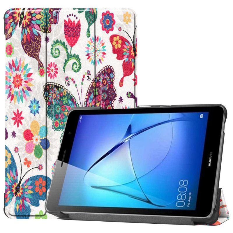 Smart Case Huawei MatePad T 8 Retro Schmetterlinge Und Blumen