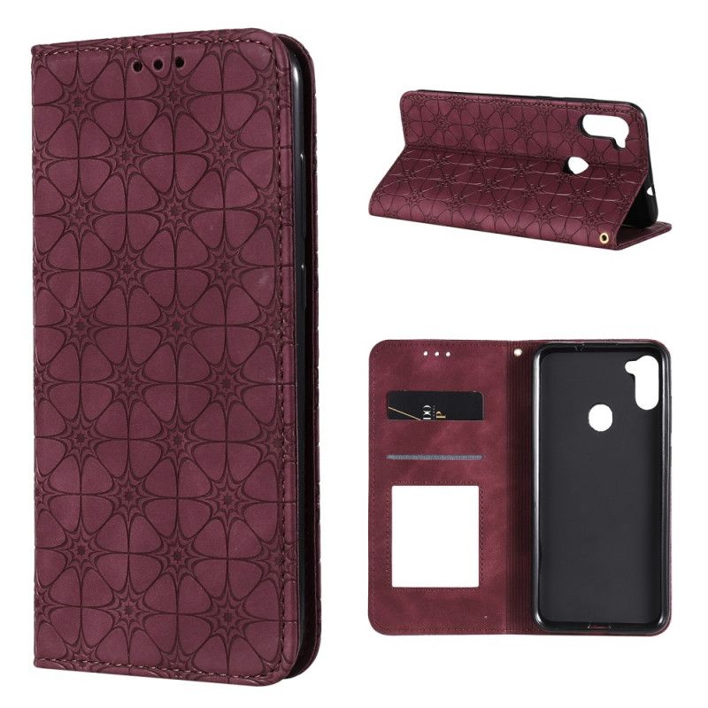 Flip Case Samsung Galaxy M11 Grün Barockblumen