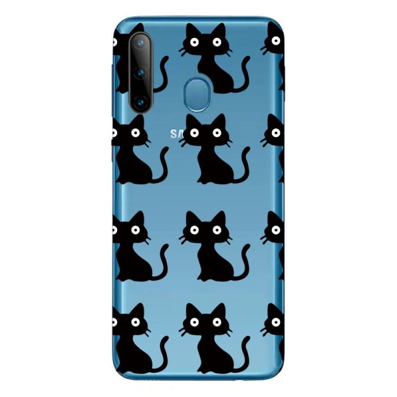 Hülle Samsung Galaxy M11 Handyhülle Mehrere Schwarze Katzen