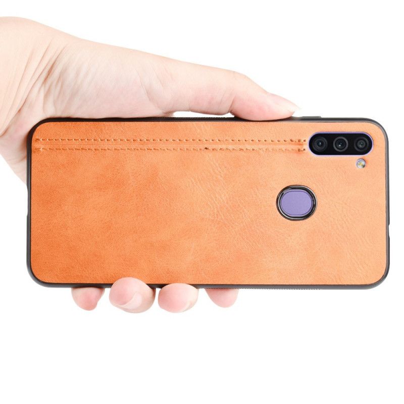 Hülle Samsung Galaxy M11 Schwarz Genähter Ledereffekt