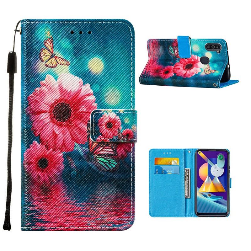 Lederhüllen Samsung Galaxy M11 Blumen Und Schmetterlinge