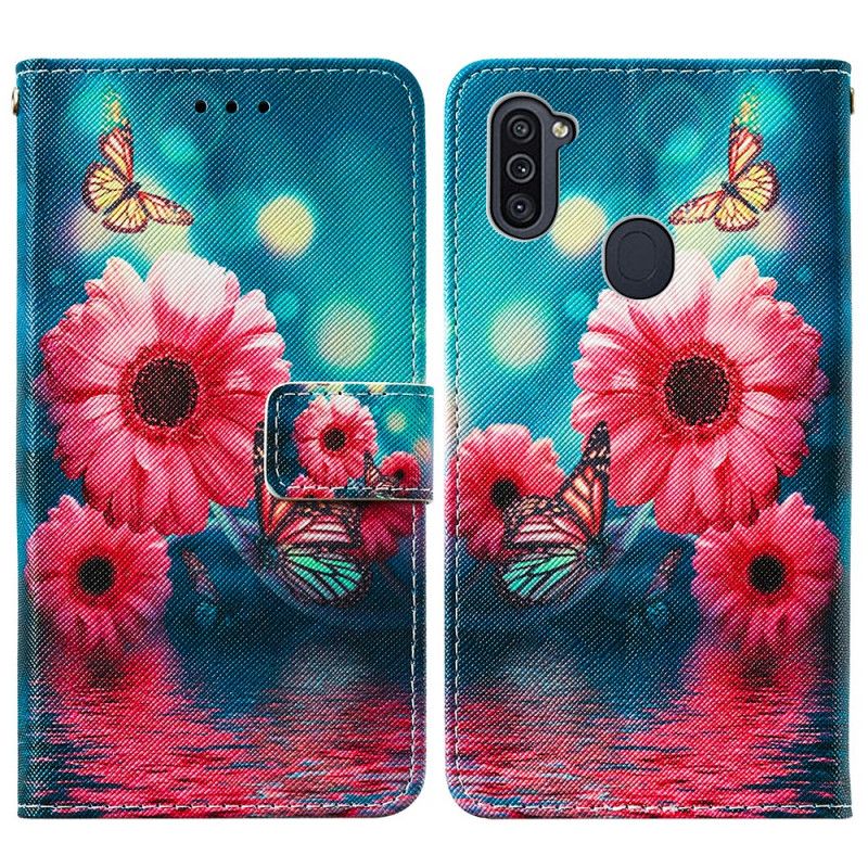 Lederhüllen Samsung Galaxy M11 Blumen Und Schmetterlinge