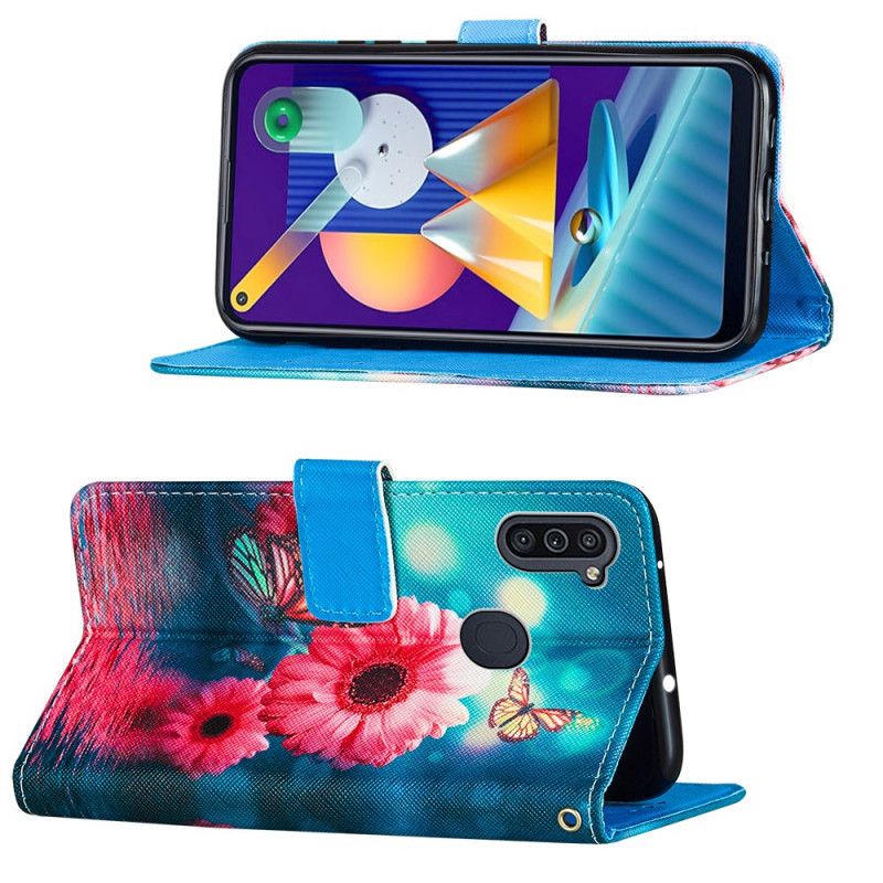 Lederhüllen Samsung Galaxy M11 Blumen Und Schmetterlinge