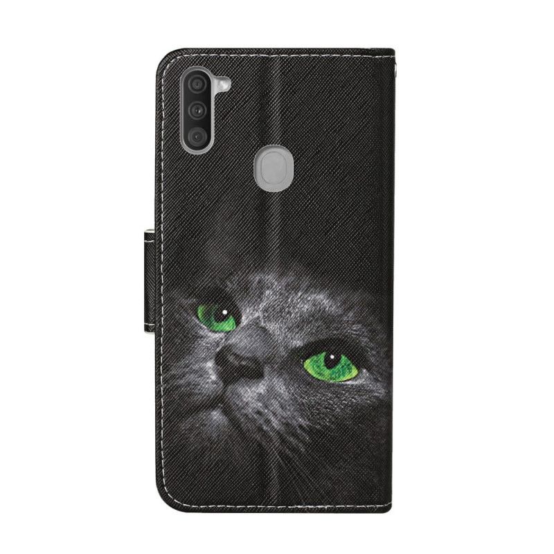 Lederhüllen Samsung Galaxy M11 Katze Mit Grünen Augen Und Tanga