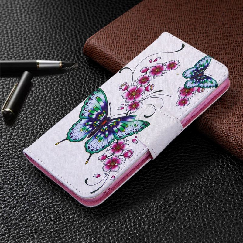 Lederhüllen Samsung Galaxy M11 Magenta Könige Schmetterlinge