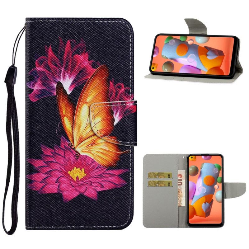 Lederhüllen Samsung Galaxy M11 Schmetterling Und Lotus