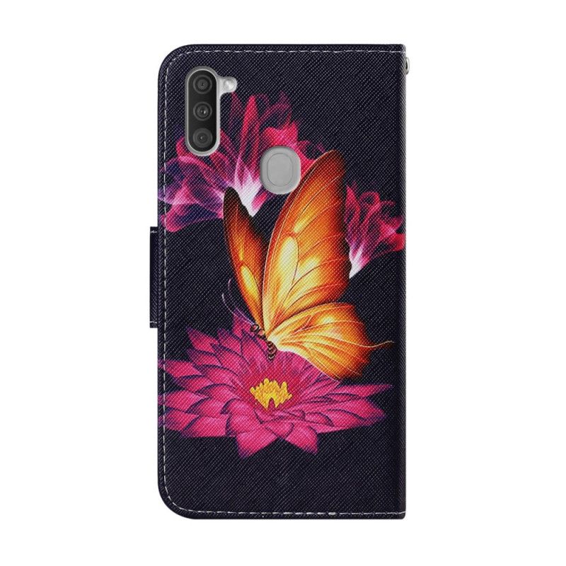 Lederhüllen Samsung Galaxy M11 Schmetterling Und Lotus