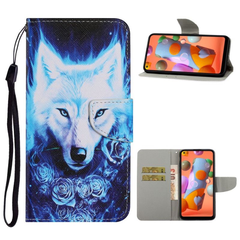 Lederhüllen Samsung Galaxy M11 Weißer Wolf