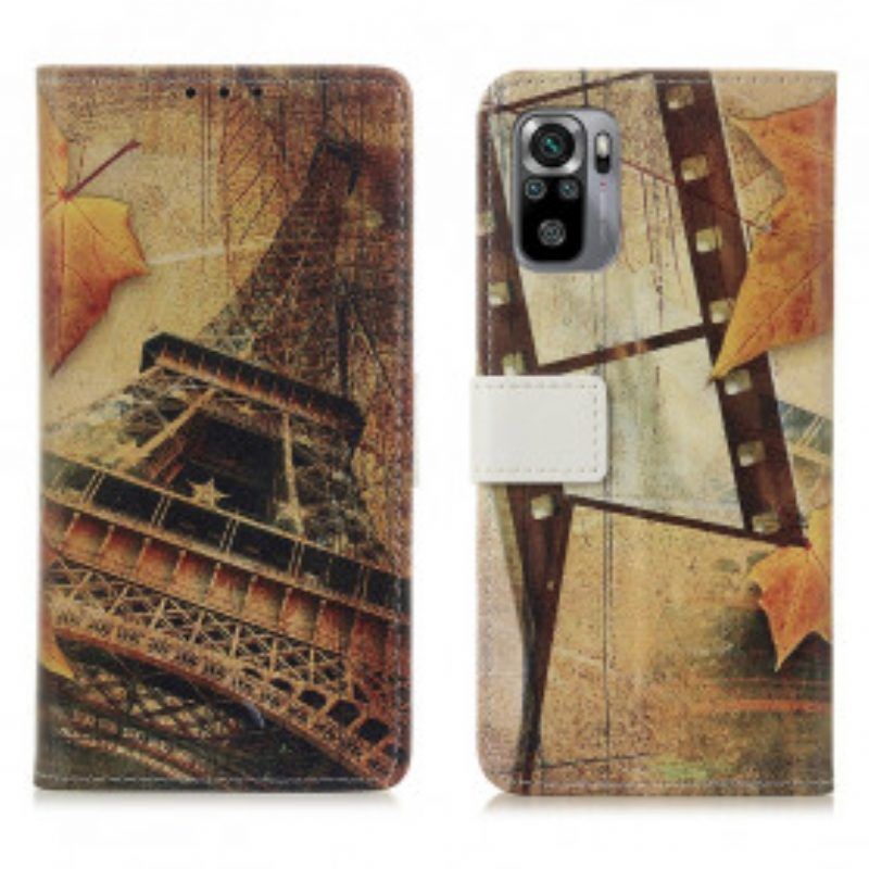 Flip Case Für Poco M5s Eiffelturm Im Herbst