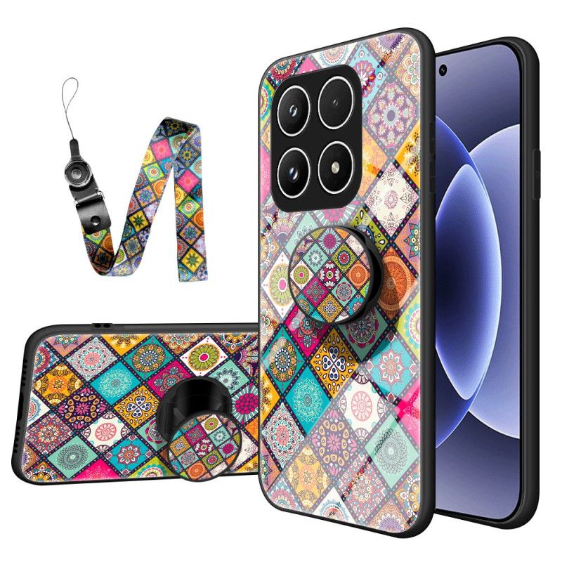 Hülle Xiaomi 17 Patchwork-ständer Mit Tragegurt