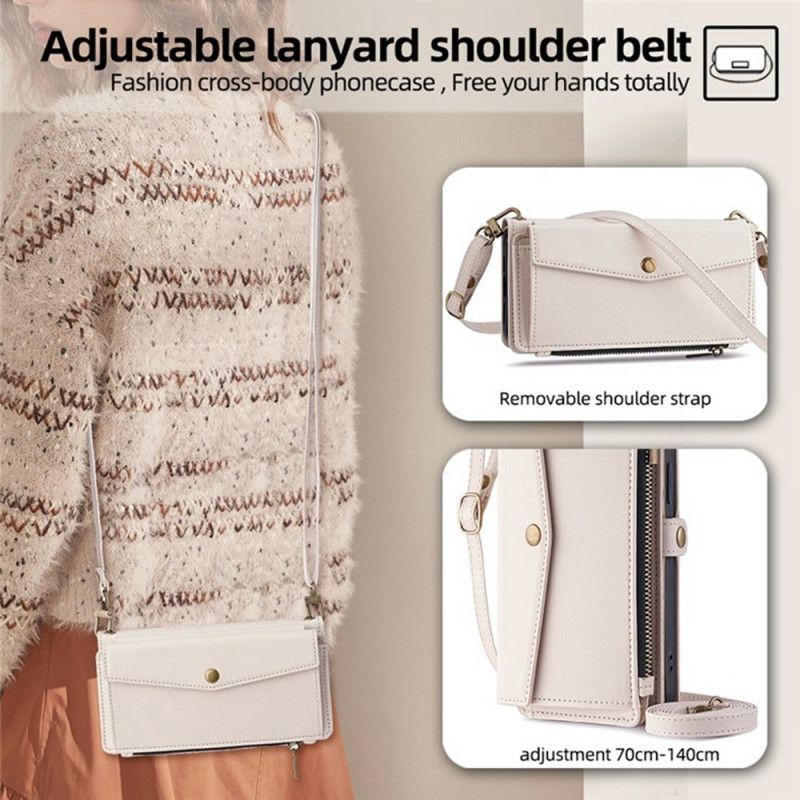 Lederhüllen Für Xiaomi 17 Geldbörse Mit Schulterriemen Und Trageband