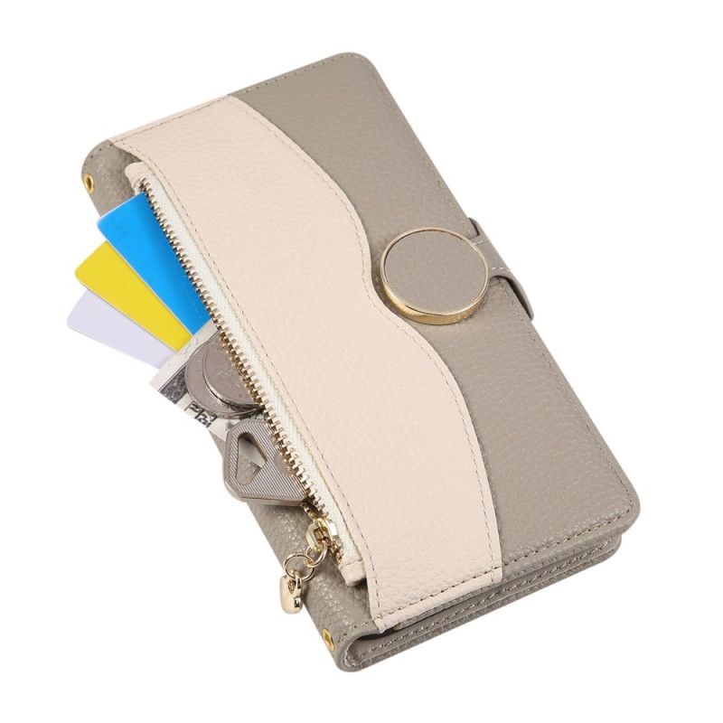 Lederhüllen Für Xiaomi 17 Zweifarbige Geldbörse Mit Handschlaufe